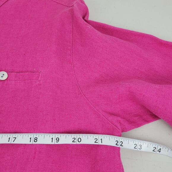 Chicos 100% Linen Button Up Shirt Pink Size 2 (US Large) Lagenlook Beach Coastal - Picture 7 of 9